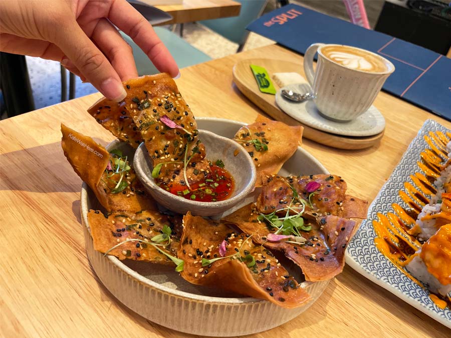 The Split BGC food and coffee at the table
